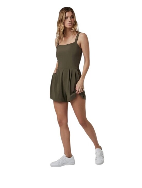 Vuori Pants - 💜 VUORI Villa Cami Romper Dark Oregano Square Neckline Loose Shorts